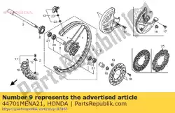 Ici, vous pouvez commander le jante, roue avant (21x1 auprès de Honda , avec le numéro de pièce 44701MENA21: