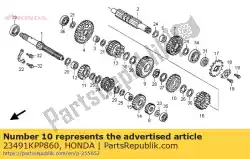 Here you can order the gear, countershaft fourth(27t) from Honda, with part number 23491KPP860: