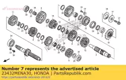 Aqui você pode pedir o colar, segunda engrenagem do contraeixo em Honda , com o número da peça 23432MENA30: