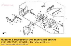 blijf, rr remklauw van Honda, met onderdeel nummer 43111MZ7505, bestel je hier online: