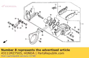 honda 43111MZ7505 rester, étrier rr - La partie au fond