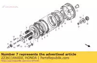 22361166000, Honda, plaque, poussoir d'embrayage honda cr  r rb r2 cr80r cr80r2 cr80rb lw sw cr85rb cr85r 85 80 , Nouveau