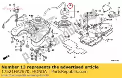 Tutaj możesz zamówić rurka, odpowietrznik korka wlewu paliwa od Honda , z numerem części 17521HA2670: