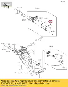 Kawasaki 230260024 lens,tail lamp - Bottom side