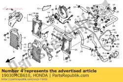 Aquí puede pedir conjunto motor, ventilador de Honda , con el número de pieza 19030MCB610: