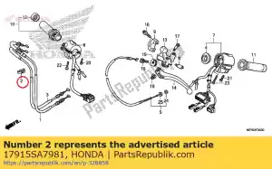 Honda 17915SA7981 clip, throttle wire - Bottom side