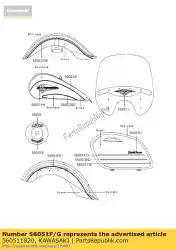 Here you can order the mark,side bag cover,u from Kawasaki, with part number 560511820: