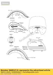 Kawasaki 560511820 mark,side bag cover,u - Bottom side