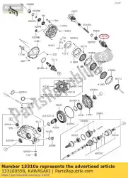 Here you can order the shaft-assy,gear-assy sid kvf75 from Kawasaki, with part number 133100558: