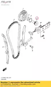 suzuki 1275502F01 eje, tensor, # 2 - Lado inferior