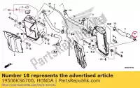 19506KS6700, Honda, morsetto b, tubo flessibile dell'acqua honda  cb cbr cr crf nt ntv pc r (g) japan mc16-100 rvf vf vfr vt vtr xl xrv 125 250 400 450 500 650 700 750 800 900 1000 1100 1300 1800 1986 1987 1988 1989 1990 1991 1992 1993 1994 1995 1996 1997 1998 1999 2000 2001 2002 2003 2004 2005 2006 2007 2008 200, Nuovo