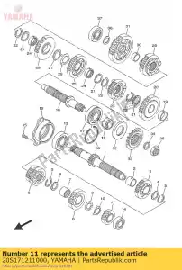 yamaha 20S171211000 gear, 2nd pinion - Bottom side