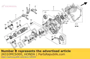 Honda 24310MCS000 composition de tambour, changement de vitesse - La partie au fond