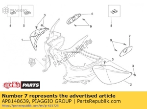 aprilia AP8148639 lh hintere fußstützenabdeckung. schwarz - Unterseite