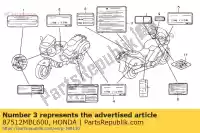 87512MBL600, Honda, label, accessoire l honda nt deauville v nt650v 650 , Nieuw