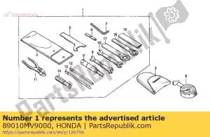 Honda 89010MV9000 conjunto de ferramentas - Lado inferior
