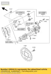 Qui puoi ordinare supporto-comp-pinza, fr, r da Kawasaki , con numero parte 430440038: