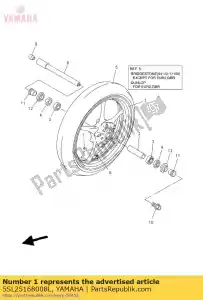 yamaha 5SL25168008L roda fundida, dianteira - Lado inferior