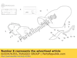 Ici, vous pouvez commander le capot latéral gauche gris platine auprès de Piaggio Group , avec le numéro de pièce GU03476355:
