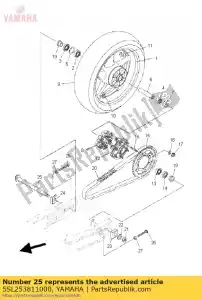 yamaha 5SL253811000 eje, rueda - Lado inferior