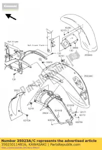 Kawasaki 350230114816 guardabarros trasero, c.f.red - Lado inferior