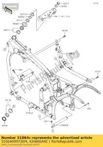 Kawasaki 31064009726M pipe-comp,downtube,rh,f. - Bottom side