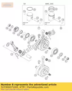 KTM 52330007100I pistón i cpl. 64mm 200 2000 - Lado inferior