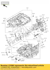 Kawasaki 132800799 holder,transmission - Bottom side