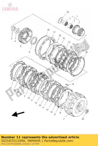 yamaha 5GJ163211000 placa, fricción - Lado inferior