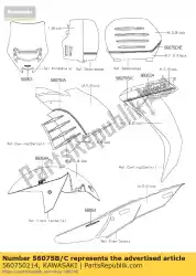 Here you can order the pattern,side cowl.,rh,cn zg140 from Kawasaki, with part number 560750214: