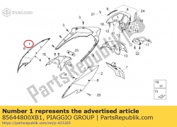 Aprilia 85644800XB1, Owiewka tylna, prawa, bia?a, OEM: Aprilia 85644800XB1