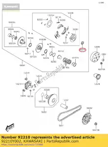 Kawasaki 92210Y002 porca, 28 mm - Lado inferior