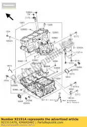 Here you can order the bolt,6x14 from Kawasaki, with part number 921511476: