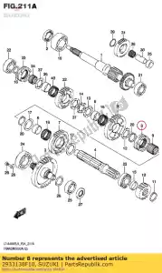 Suzuki 2933138F10 perro, sub t / m sel - Lado inferior