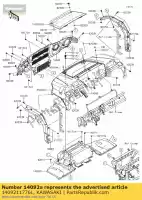 1409211776L, Kawasaki, 01 coperchio,aperto,f.rosso kawasaki  820 2017 2018 2019, Nuovo