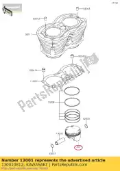 Ici, vous pouvez commander le 01 moteur à pistons auprès de Kawasaki , avec le numéro de pièce 130010812: