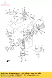 Ici, vous pouvez commander le support, réservoir de carburant 1 auprès de Yamaha , avec le numéro de pièce 5PW241910000: