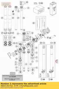 ktm 48601407S2 jambe de fourche l / s + tube cpl. - La partie au fond