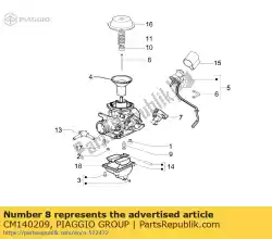 Ici, vous pouvez commander le broche conique auprès de Piaggio Group , avec le numéro de pièce CM140209: