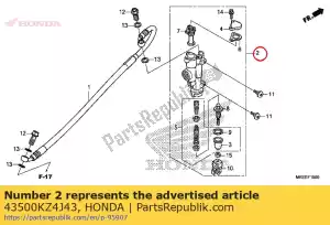 honda 43500KZ4J43 cilindro assy., rr. mestre do freio (nissin) - Lado inferior