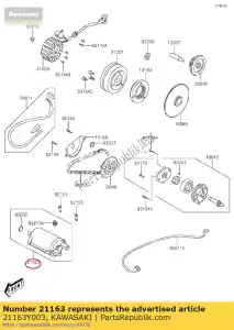 Kawasaki 21163Y003 arranque eléctrico - Lado inferior