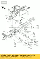 33001055818R, Kawasaki, Arm-comp-swing, f.s. black ex250 kawasaki ninja 250 2008 2009 2010 2011, Nuovo