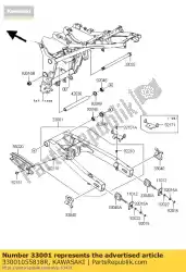 Here you can order the arm-comp-swing,f. S. Black ex250 from Kawasaki, with part number 33001055818R: