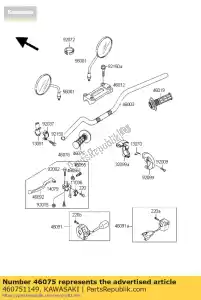 Kawasaki 460751149 grip, lh - La partie au fond