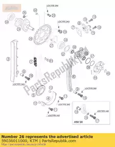 KTM 59036011000 nokkenastandwiel 36-t - Onderkant