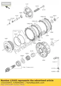 kawasaki 131020043 release-comp-clutch zr800ads - Lado inferior