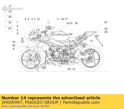 Aprilia 2H000997, Decalcomania striscia dx, OEM: Aprilia 2H000997