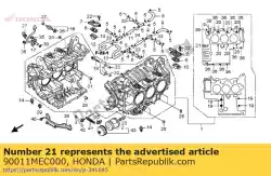 Ici, vous pouvez commander le boulon, bride, 10x197 auprès de Honda , avec le numéro de pièce 90011MEC000: