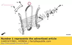 Ici, vous pouvez commander le chaîne, came (128l) (daido) auprès de Honda , avec le numéro de pièce 14401KYJ901: