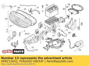 aprilia AP8212652 cable de luz de caja superior - Lado inferior